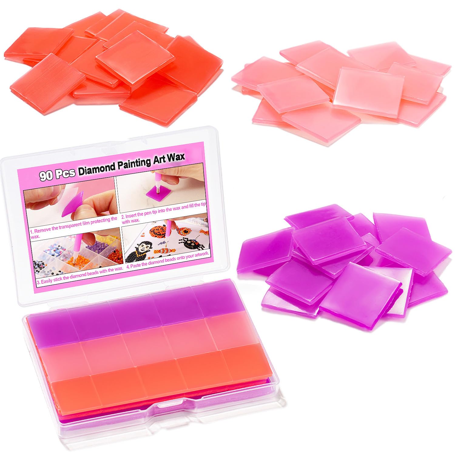 Ftimda 90 Pcs Diamond Painting Art Wax Refills for Diamond Art Dots Accessories, Colorful DIY Putty Glue and Wax for Diamond Art Embroidery