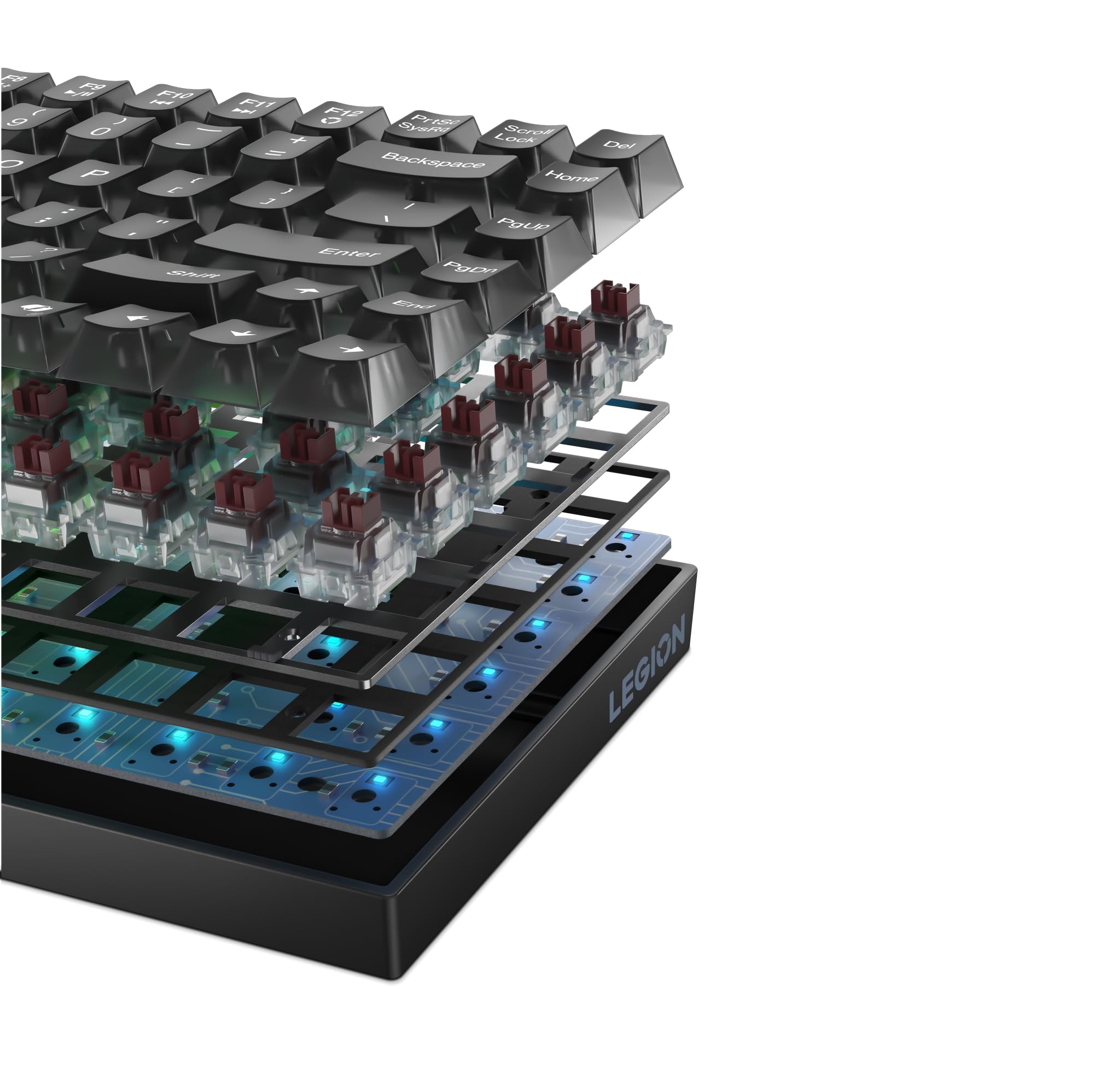 Lenovo Legion K510 Mini Pro - Teclado Gaming (Mecánico, 84 Teclas, Diseño 75% Compacto, Teclas Translúcidas, Iluminación RGB, QWERTY Español) Incluye Cable 1.8m - Color Negro