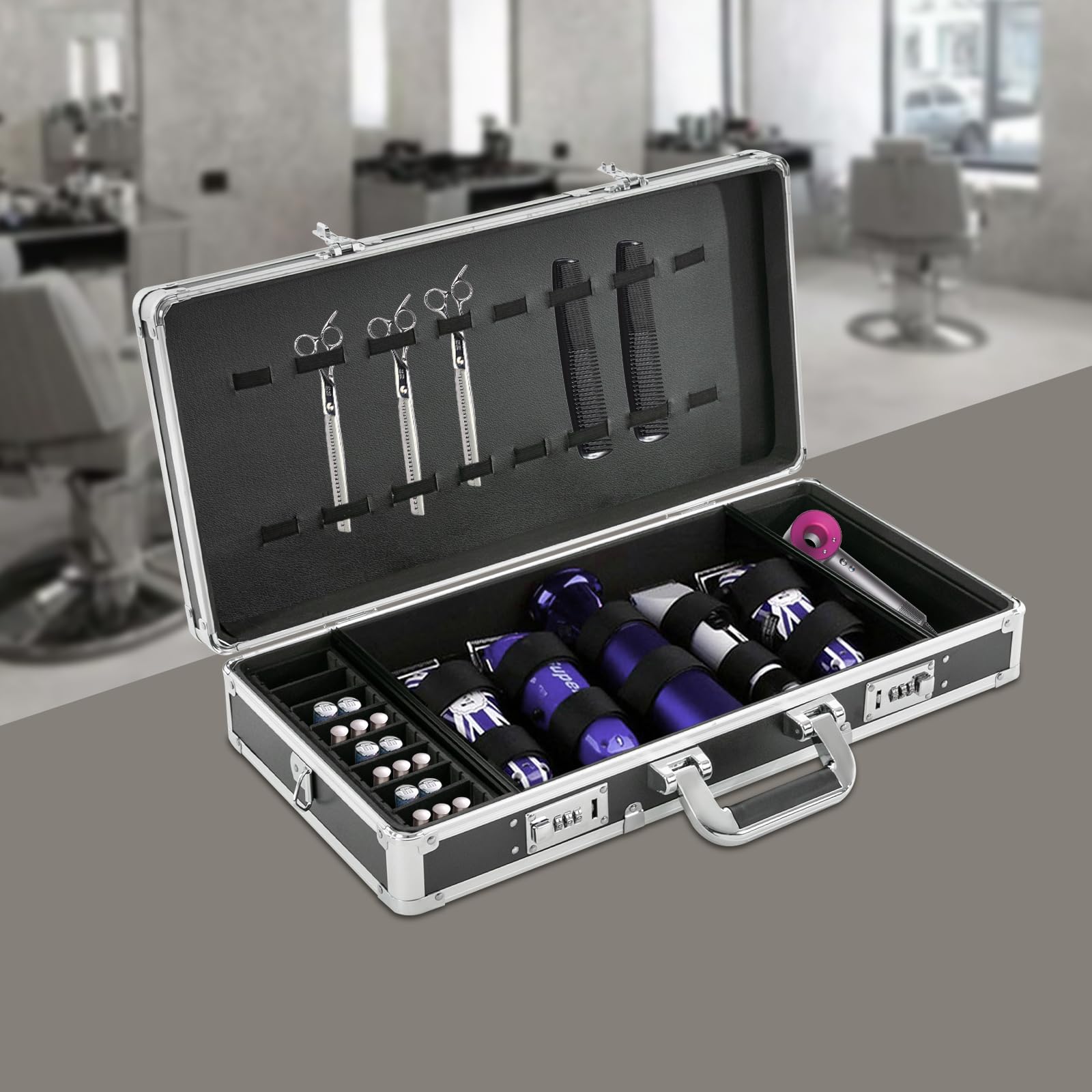 Kosmetikkoffer Schminkkoffer Hartschale Kosmetik Koffer Damen Groß Friseurkoffer Friseur Zubehör Make Up Organizer Friseurwagen Trolley Makeup