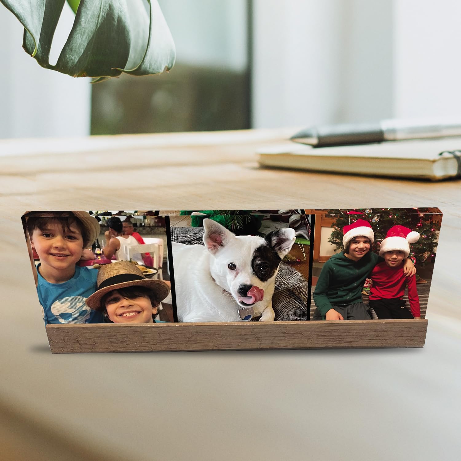 Artblox Personalized Custom Photo Prints On Acrylic Glass and Teak Wood Stand (10"x3") Turn Photos into Stunning Picture Frame Pictures From Your Phone Wedding Baby Dog Family Christmas Customized