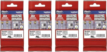 Brother Genuine P-Touch 4-Pack TZe-S231 Laminated Tape, Black Print on White Extra Strength Adhesive Laminated Tape for P-Touch Label Makers, Each Roll is 0.47/12mm (1/2) Wide, 26.2 ft. (8M) Long
