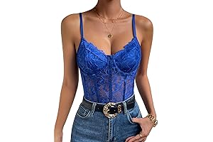 Floral Lace Mesh Corset Bodysuit