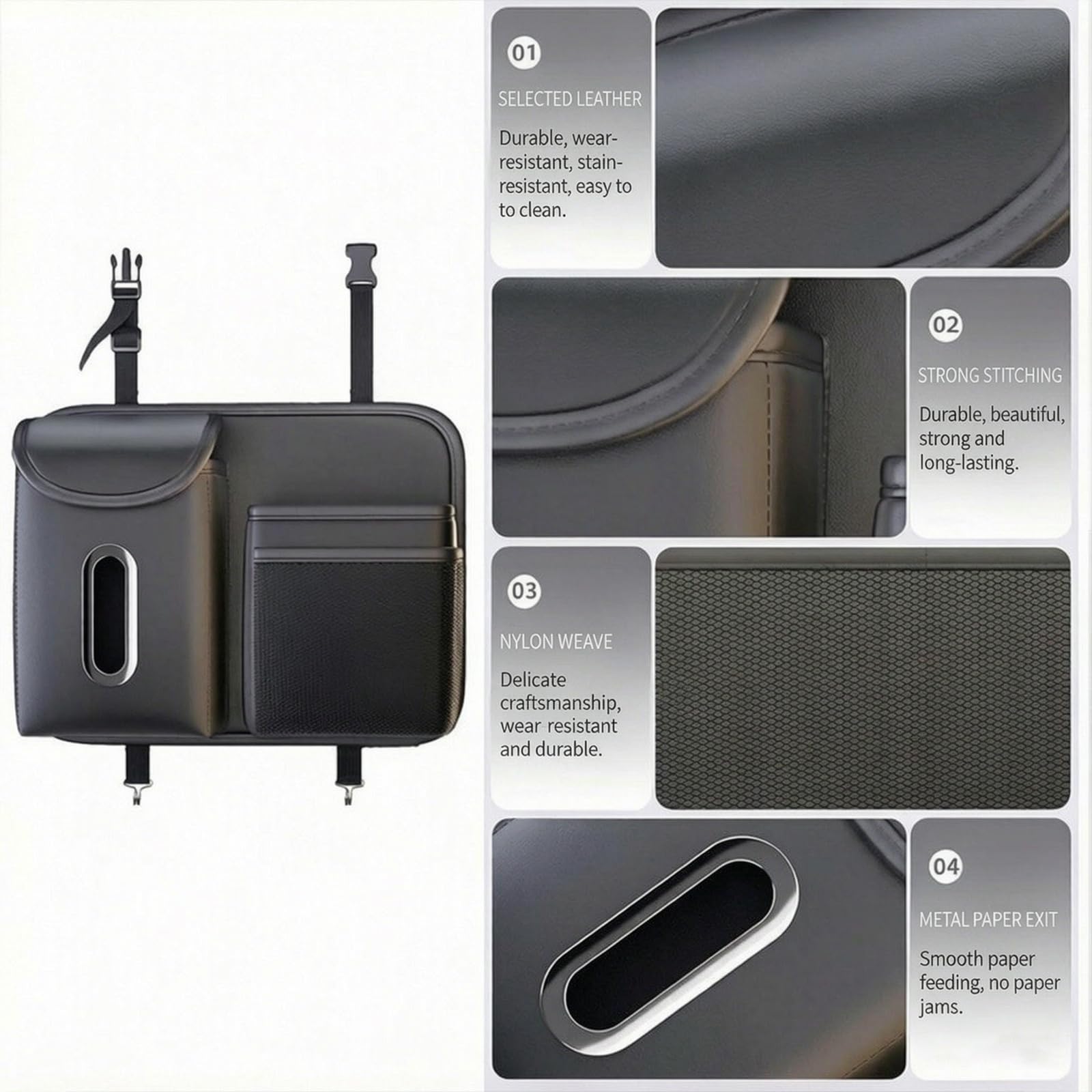 Genérico Organizador Asiento Trasero Coche para Skoda Rapid 2013-2021, Universal Cuero Bolsa Almacenamiento Impermeable Viajes para Botellas Juguetes Pañuelos
