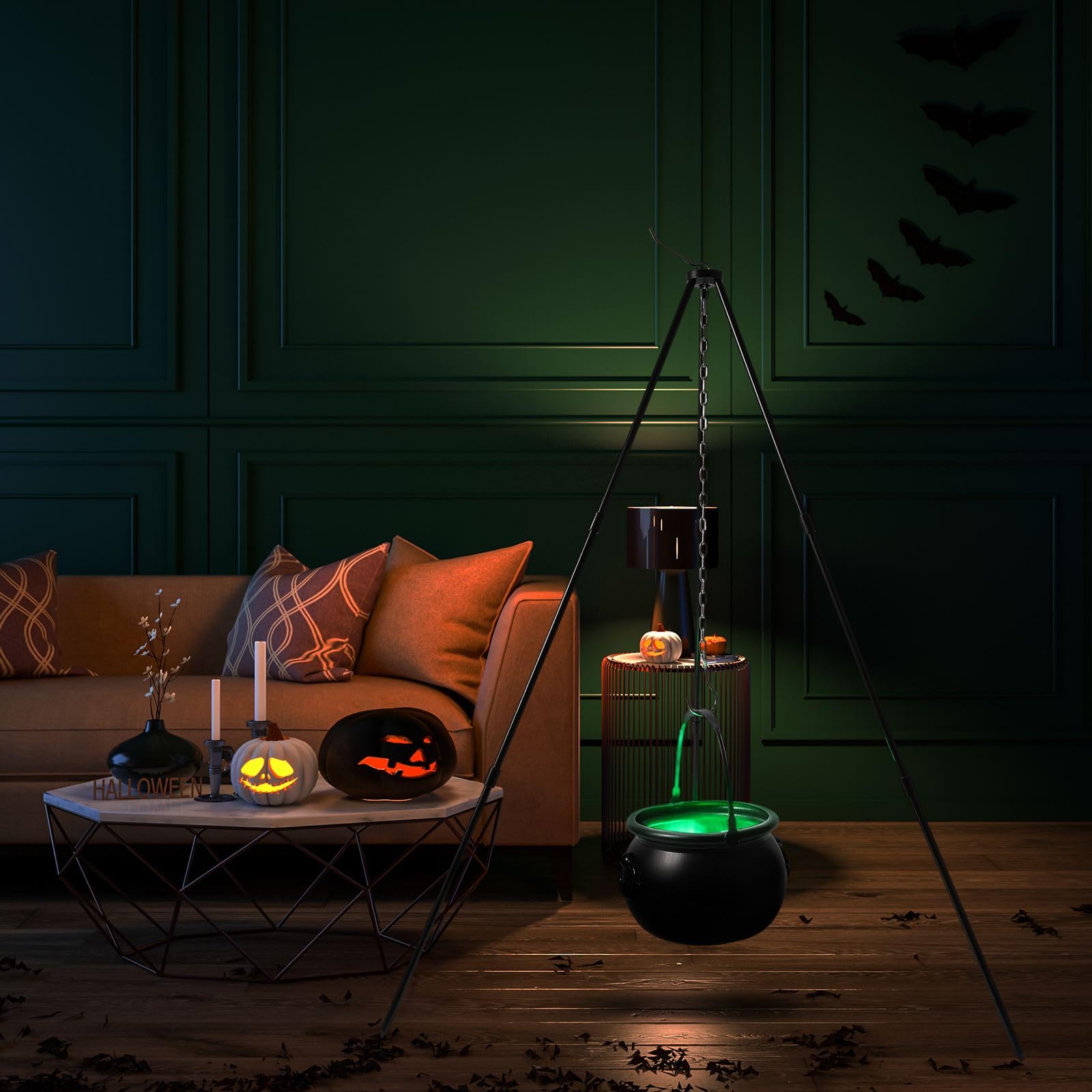 Décorations D'Halloween - Grand Chaudron De Sorcière Sur Trépied Avec Lumières - Seau à Bonbons Hocus Pocus - Décoration De Fête Pour La Maison, Le Porche, La Cour