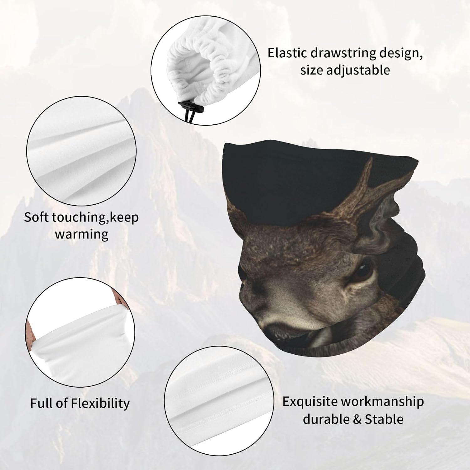 The gaze of a deer Winter Neck Gaiter for Men and Women, Versatile Neck Warmer, Ski Mask, and Face Mask for Cold Weather Protection