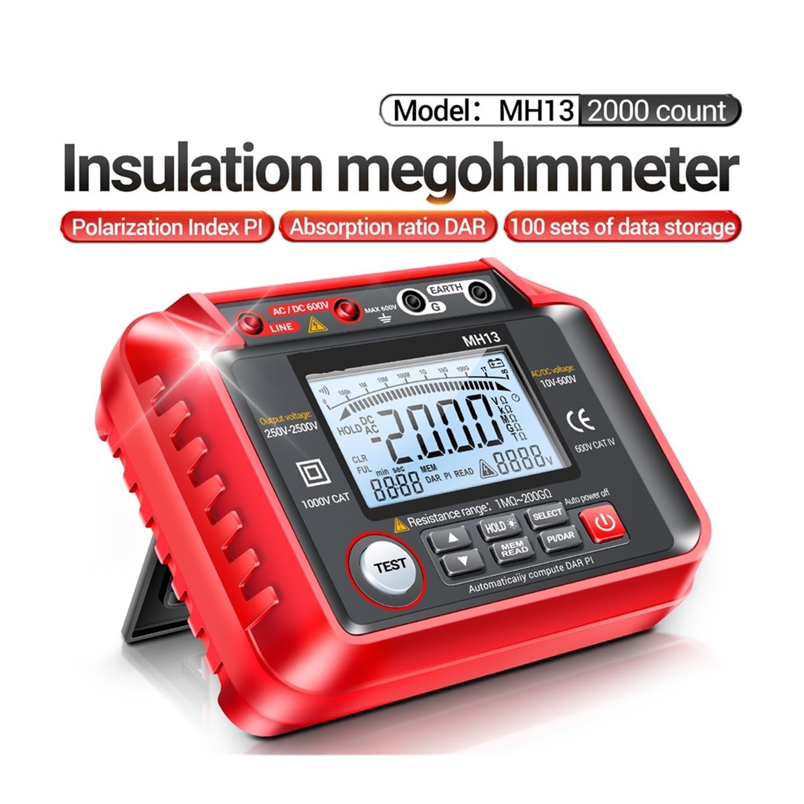 MH13 Ohm Tester Multimetr Cyfrowy Megometro Izolacja Ziemia Miernik Rezystancji Wysokiego Napięcia Tester Megaomomierz Narzędzie