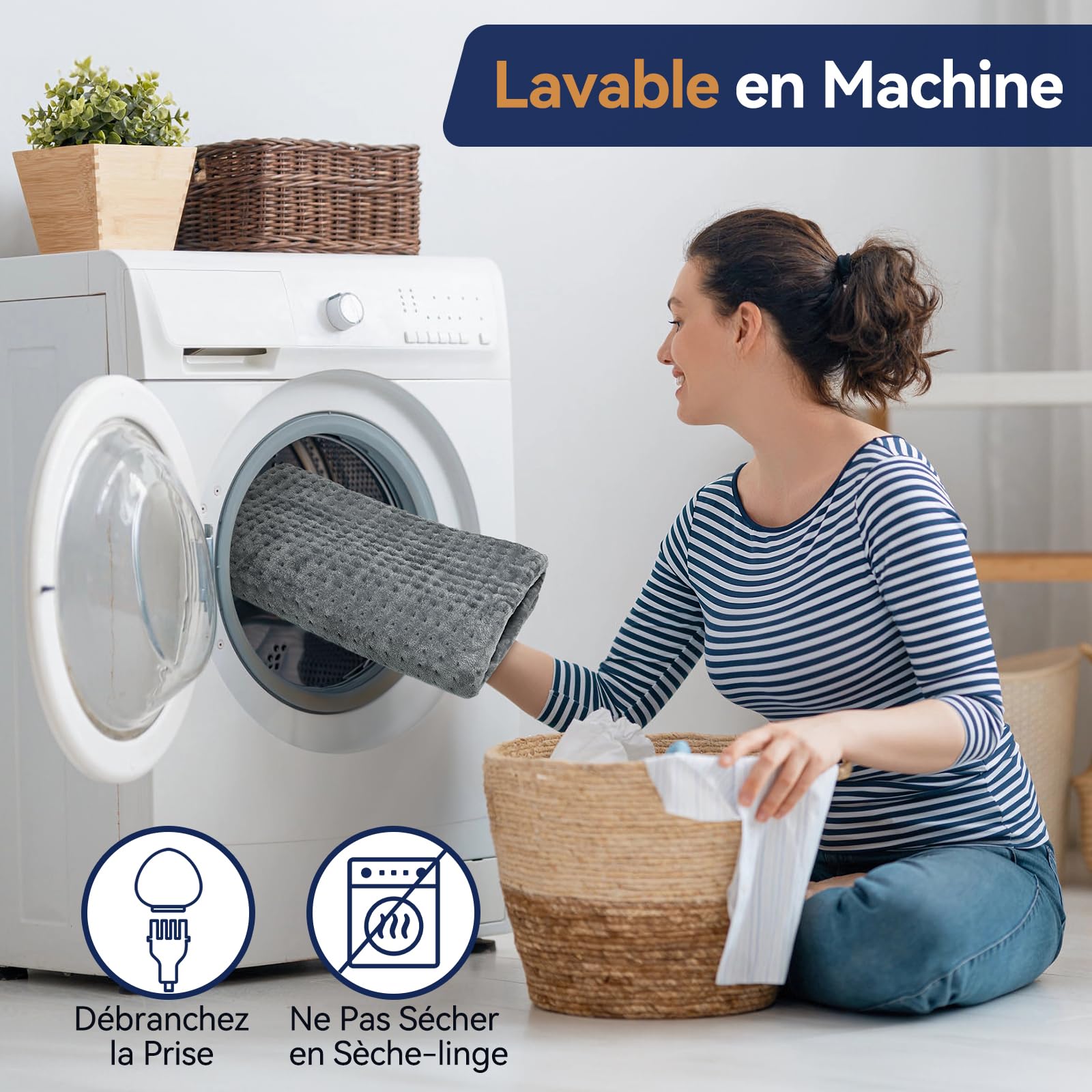 Coussin Chauffant, Coussin Chauffant Electrique avec 9 Température et 4 Minuterie Arrêt Automatique, Lavable en Machine, Couverture Chauffante Flanelle Douce pour Dos, Cou, Épaules, Abdomen-30x60cm