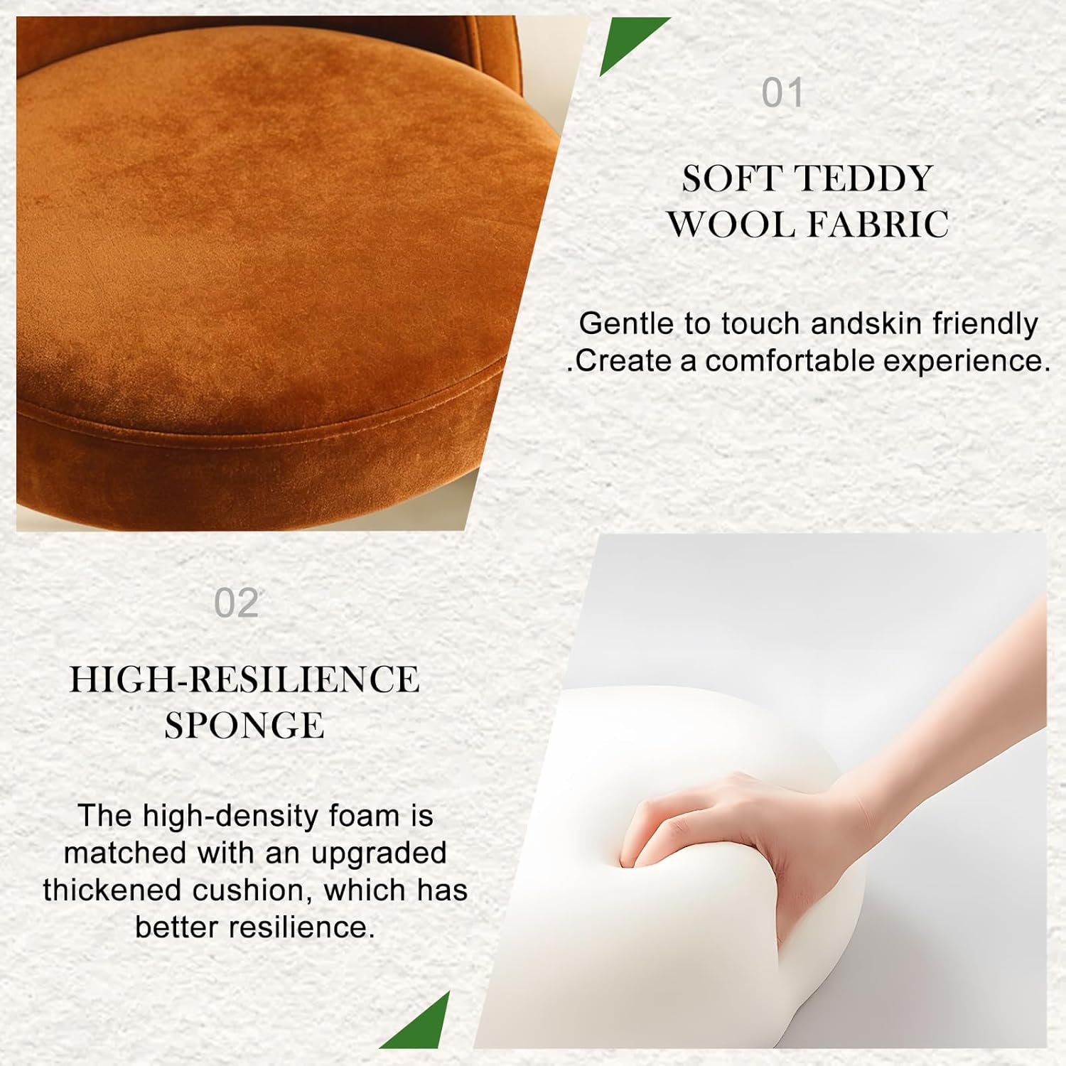 Modern Swivel Counter Stool Adjustable High Chair with Back, Velvet Seat, Gold Metal Base for Kitchen & Dining (GD-100-Orange)