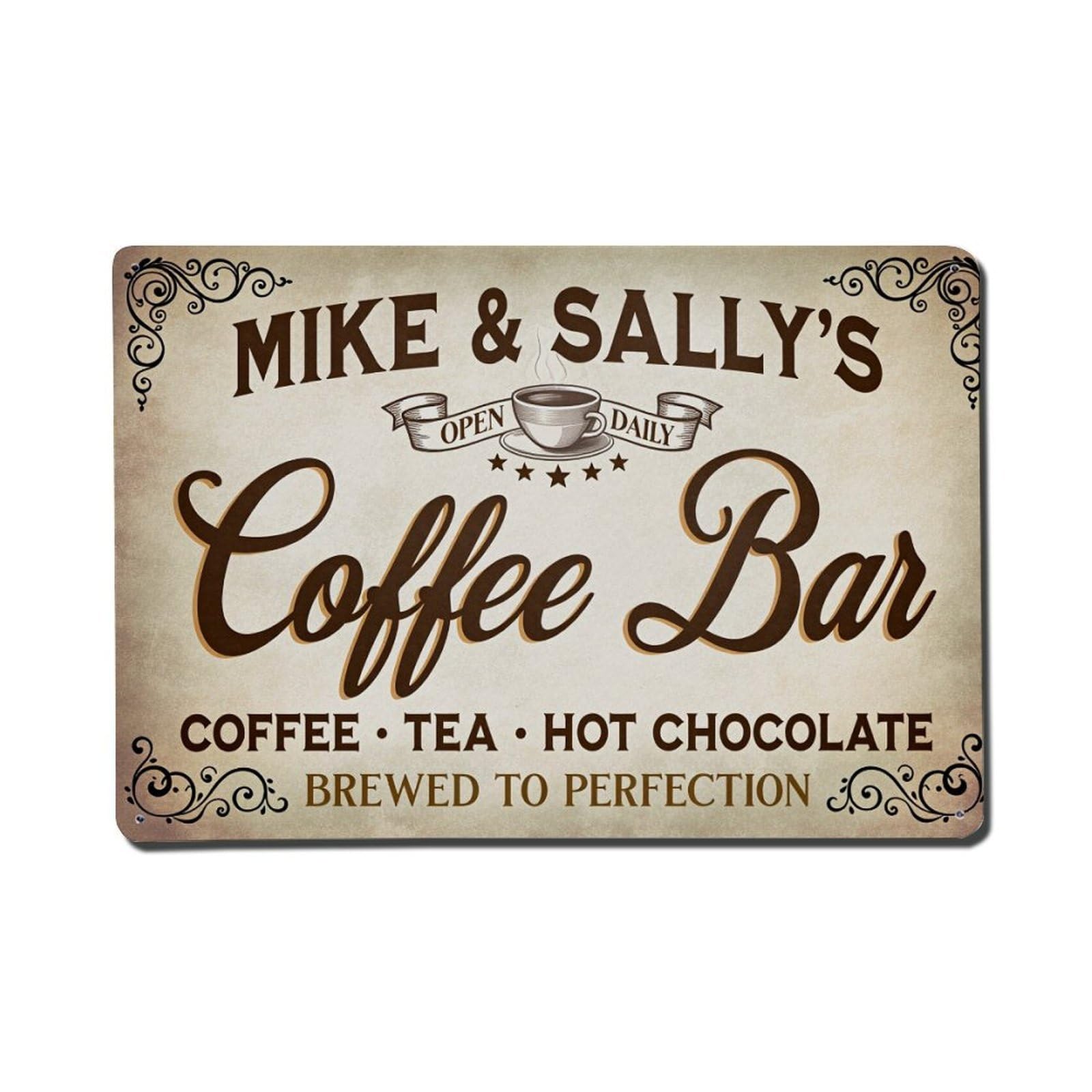 Vintage Coffee Bar Sign Design Tin Sign Vintage Metal Poster, Home Bar Garage Man Cave Cafe Indoor & Outdoor Wall Decoration 8x12Inches