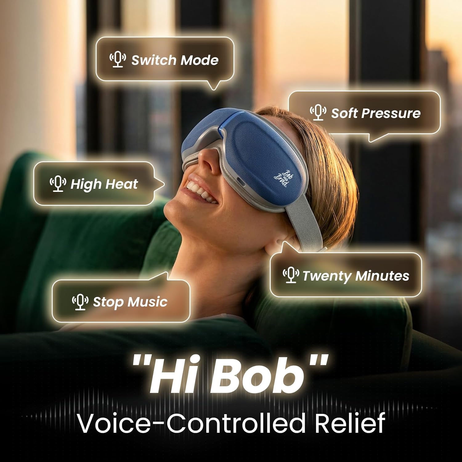 BOB AND BRAD Eye Massager with Heat and Cooling Voice Control, FSA Eligible HSA, EyeOasis 3 Voice Temple Massage, Heated Eye Massager for Migraines & Dry Eyes Relief, Ideal Gift for Women Men