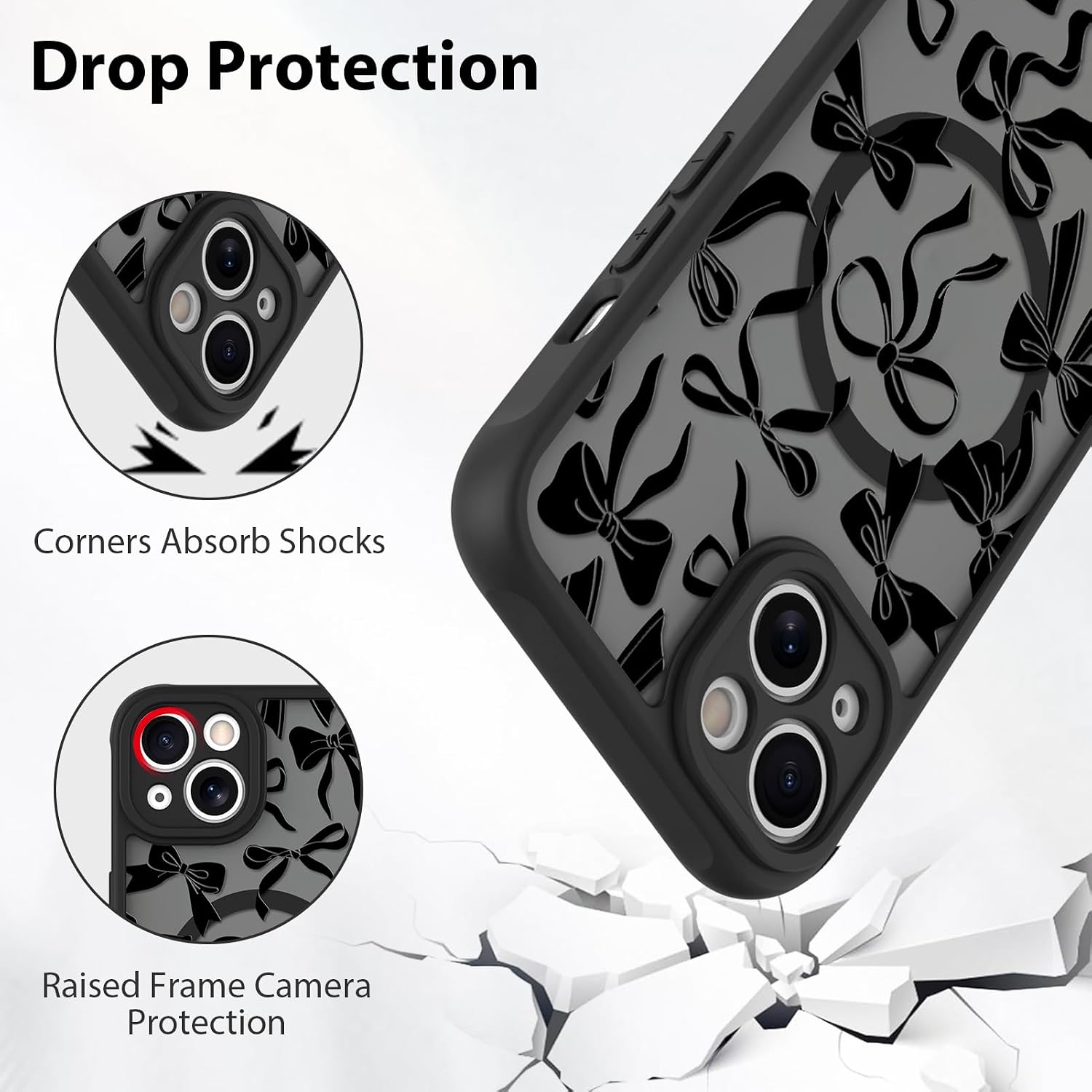 BITOBE Bow Case for iPhone 15 [Compatible with MagSafe] - Black image 4