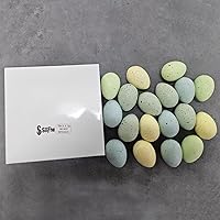 Vista 6 de 16 huevos moteados de Pascua de 2.4 pulgadas, cuenco de plástico para huevos moteados, relleno de jarrón para exhibiciones de primavera y Tono azul