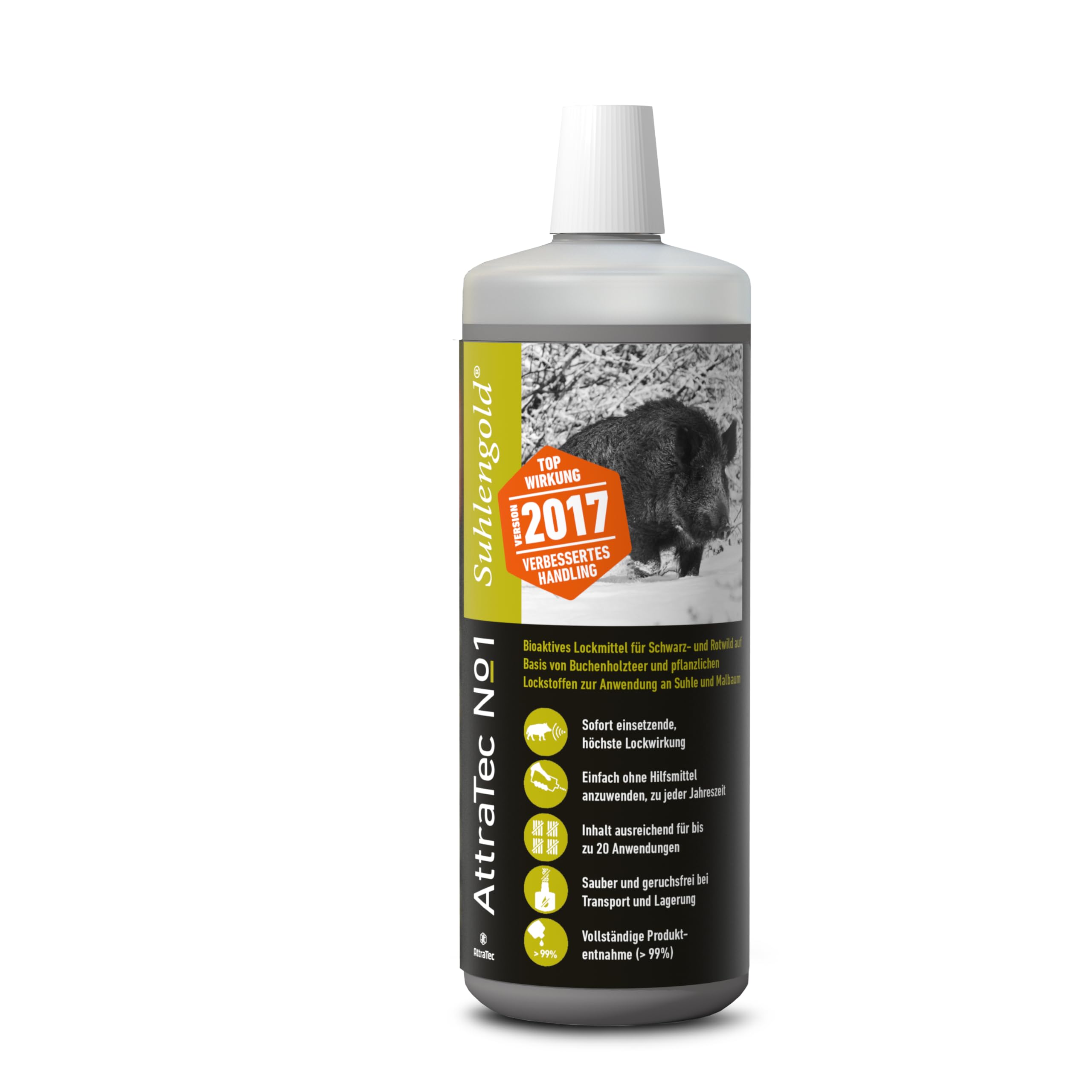 No 1 Suhlengold Version 2017, Lockmittel für Schwarzwild, Rotwild, Wildschwein, Bioaktives Lockmittel auf Basis von Buchenholzteer und pflanzlichen Lockstoffen, Inhalt 1kg