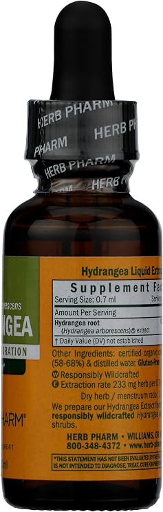 Herb Pharm Hydrangea Liquid Extract Drops for Urinary System Support, 1 Oz