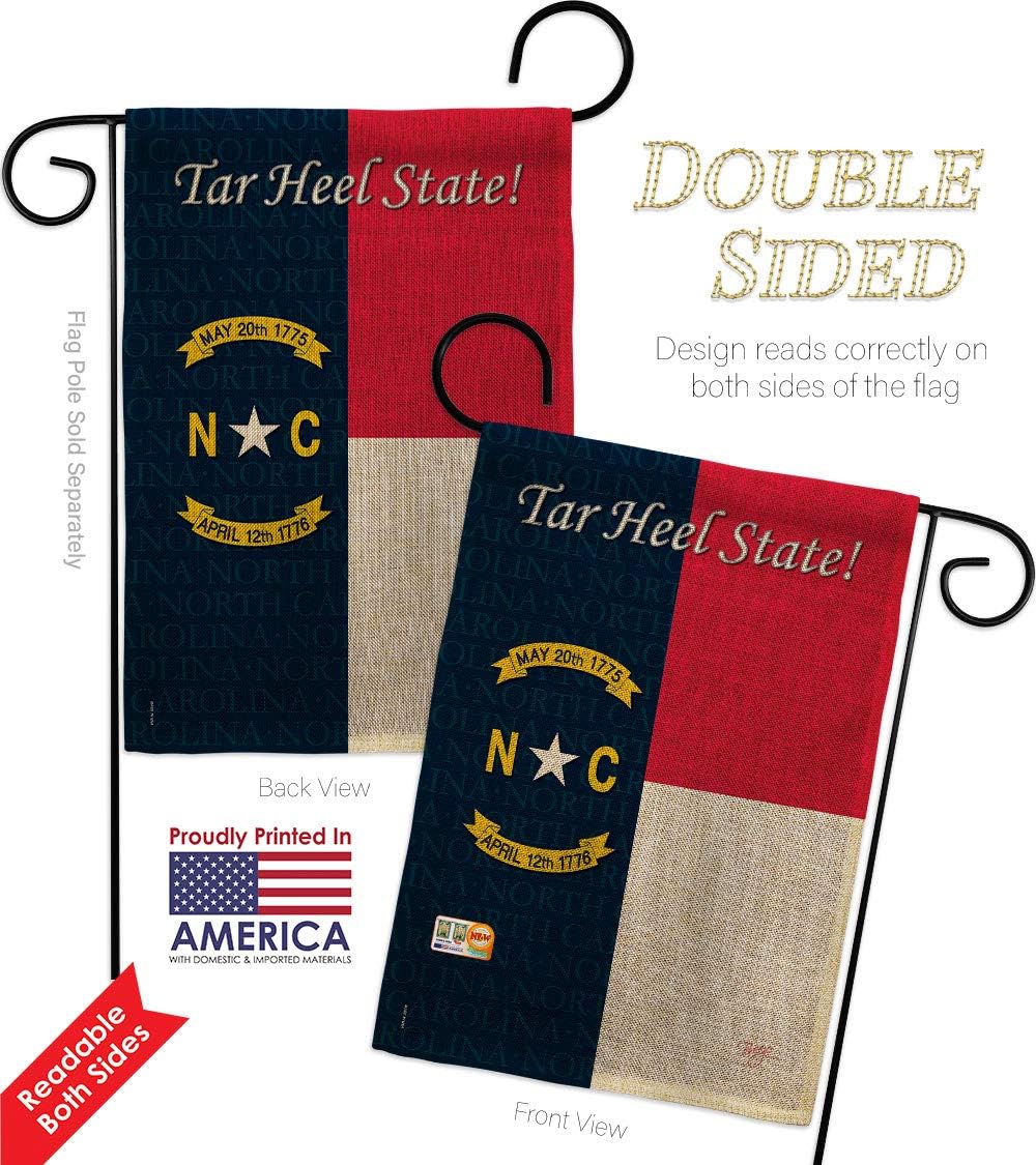 North Carolina Burlap Garden Flag Americana States USA American Territories Republic Country Particular Area Small Decorative Gift Yard House Banner Double-Sided Made In 13 X 18.5