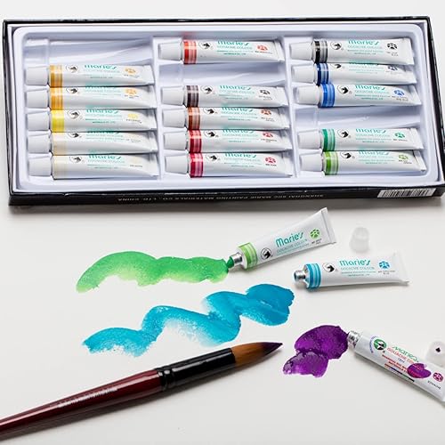 Miniatura 4 de Marie's Juego de pintura Gouache para artistas, gouache altamente pigmentado para pintura, artistas, ilustradores y diseñadores, juego de 12 tubos