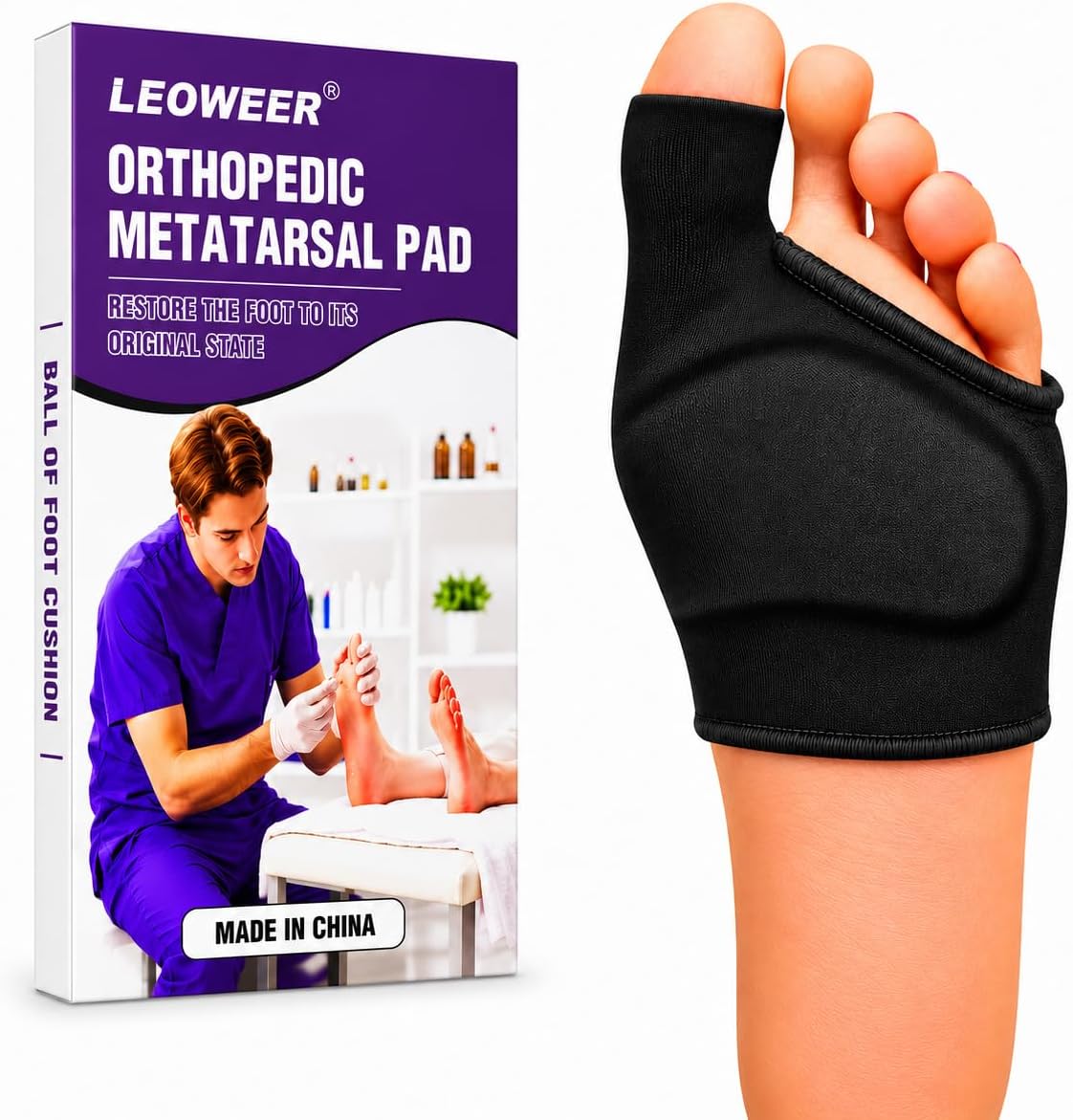 Orthopedic Metatarsal Pads for Women & Men,Ball of Foot Cushions with 4 Size Options, Soft Gel Forefoot Cushion Inserts for Pressure Relief,Reusable Shoe Pads for Walking, Running & Daily Comfort