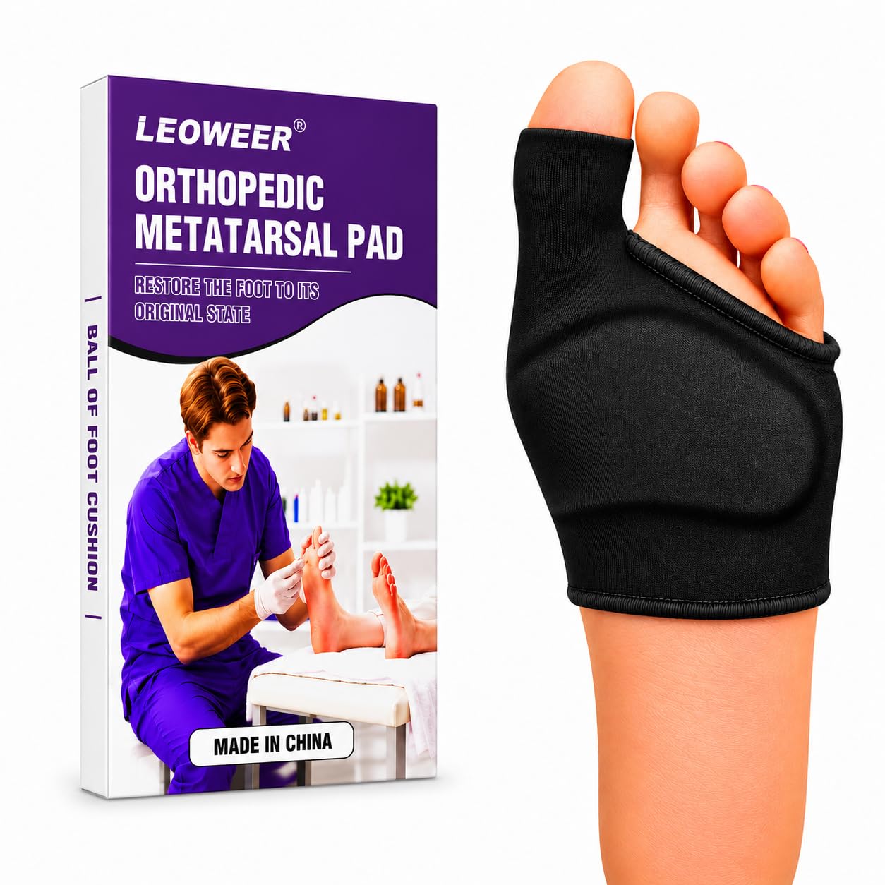 Orthopedic Metatarsal Pads for Women & Men, Ball of Foot Cushions with 4 Size Options, Soft Gel Forefoot Cushion Inserts for Pressure Relief, Reusable Shoe Pads for Walking, Running & Daily Comfort