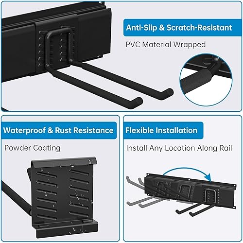 Miniatura 2 de TICONN Estante de almacenamiento de herramientas de organización de garaje, sistema organizador de colgador de pared resistente para cobertizo,