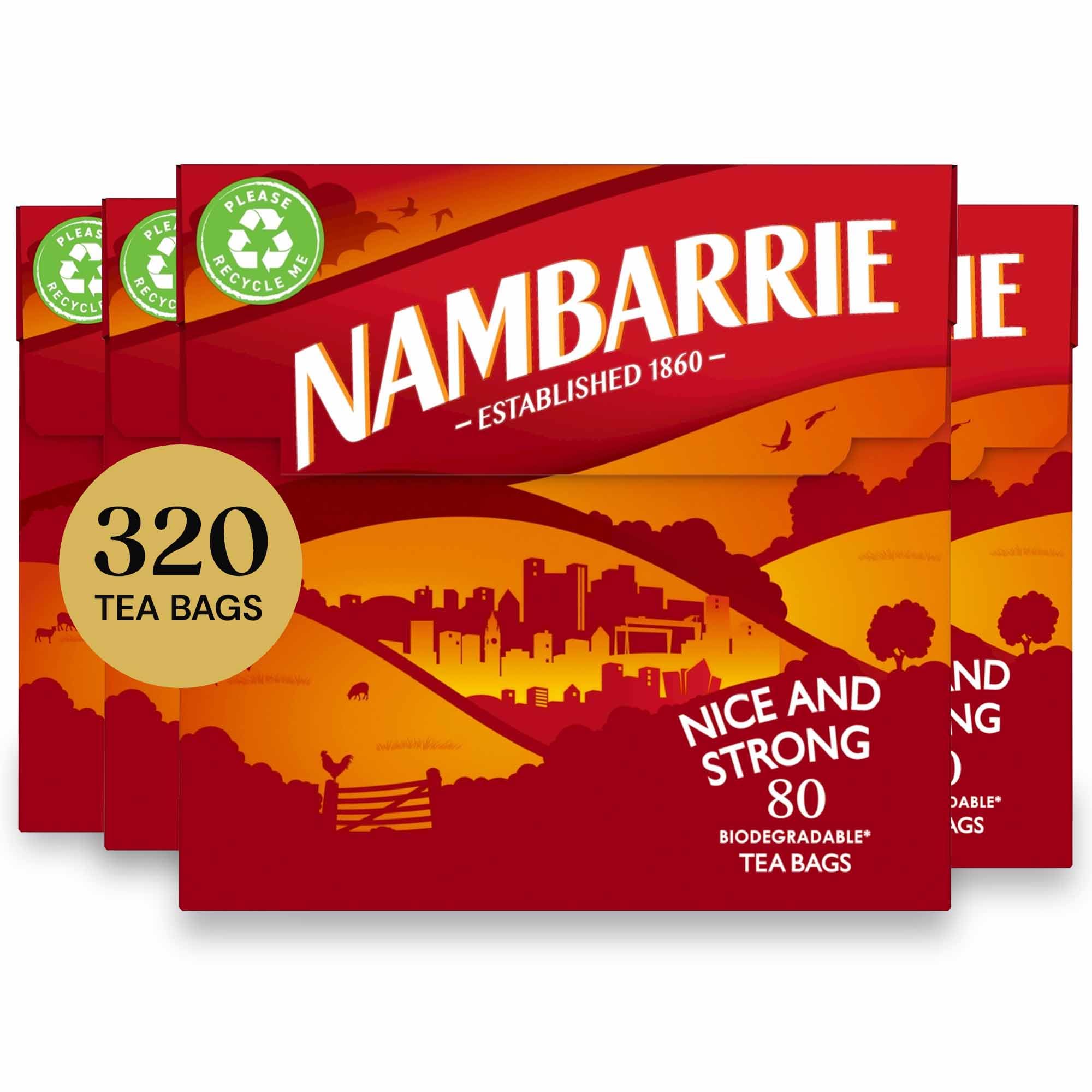 Nambarrie Strong Tea | Bold, Lively & Full of Flavour Black Tea | Multipack Bulk Buy, 320 (4 x 80) Biodegradable Tea Bags
