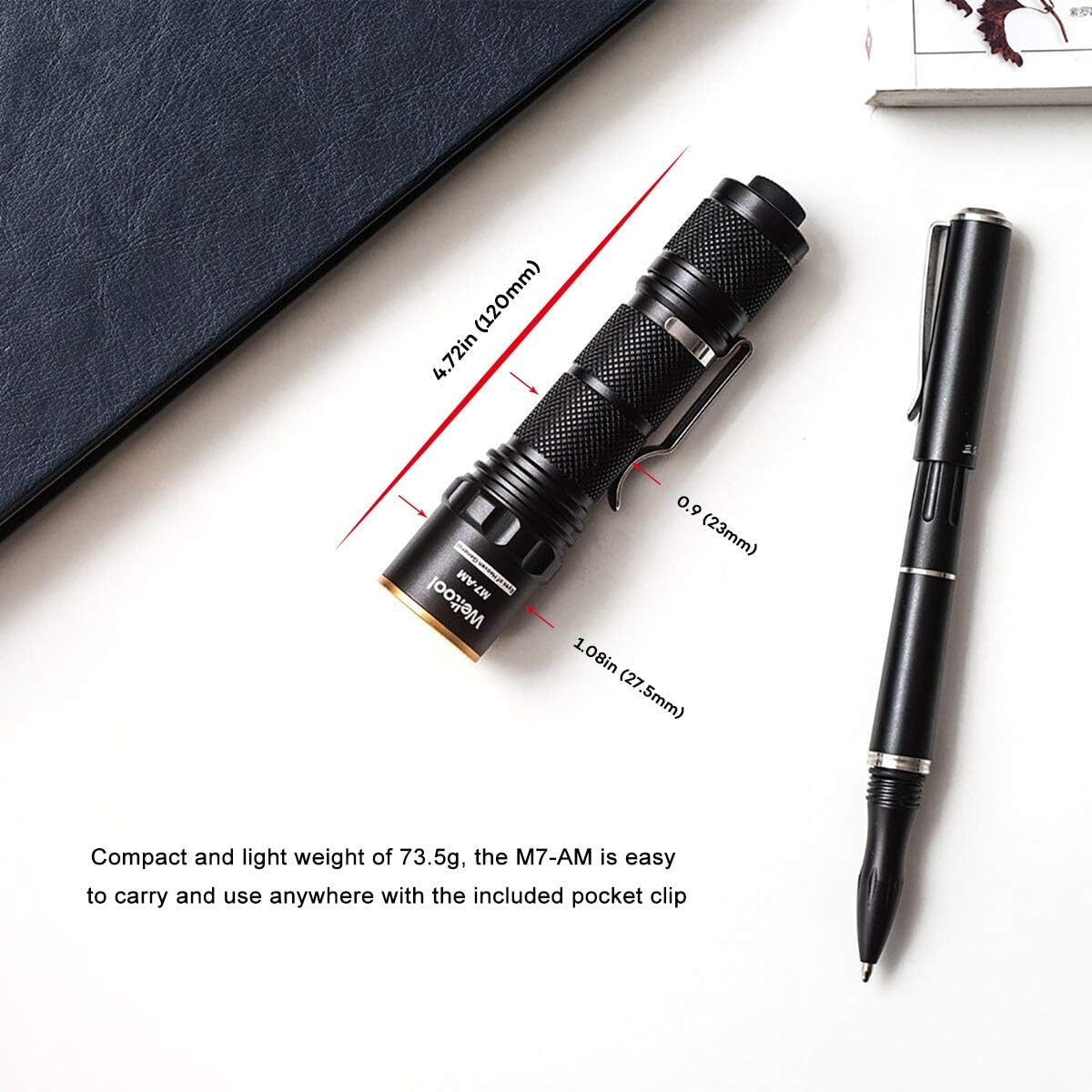 Weltool M7-AM Amber Light Even-Beam Flashlight Dark Adaptation Serie Preserves Night Vision for Aviation, Astronomy, Camping, Hunting, Turtle Watching