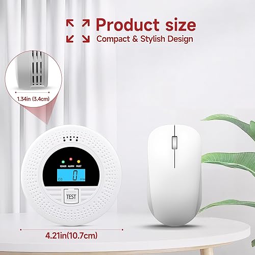 Miniatura 6 de 1-Pack Interconnected Smoke and Carbon Monoxide Detector, Test Button & Replaceable Battery, Smoke and CO Alarm for Home, Hallways, Bedroom,