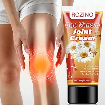 Natural Bee Venom Joint Cream for Knees, Elbows & Shoulders - Moisturizing Cream with Sunflower Oil, Chamomile & Aloe Vera - Fast Absorbing, Non-Greasy Formula for Skin & Joint Care (2.11FL0Z)