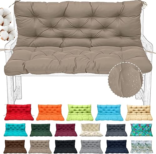 bumuam Cojines de asiento de repuesto, cojines de columpio para exteriores, impermeables, para porche, 3 plazas, con respaldo, cojín de banco para