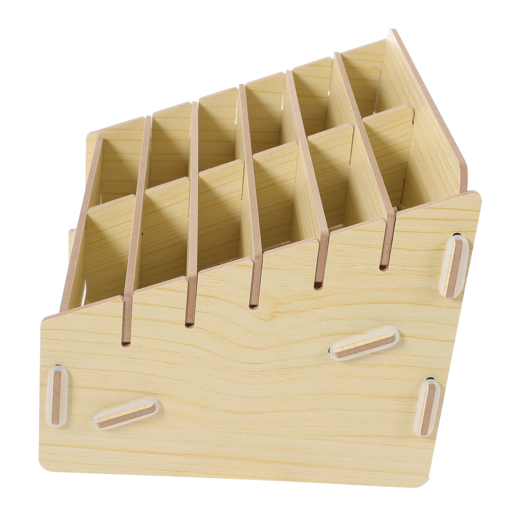 TOYANDONA Desktop Organizer for Game Cards and Small Items Large Capacity Card Holder Wooden with Multi-grid Compartments Portable Storage Box for Home