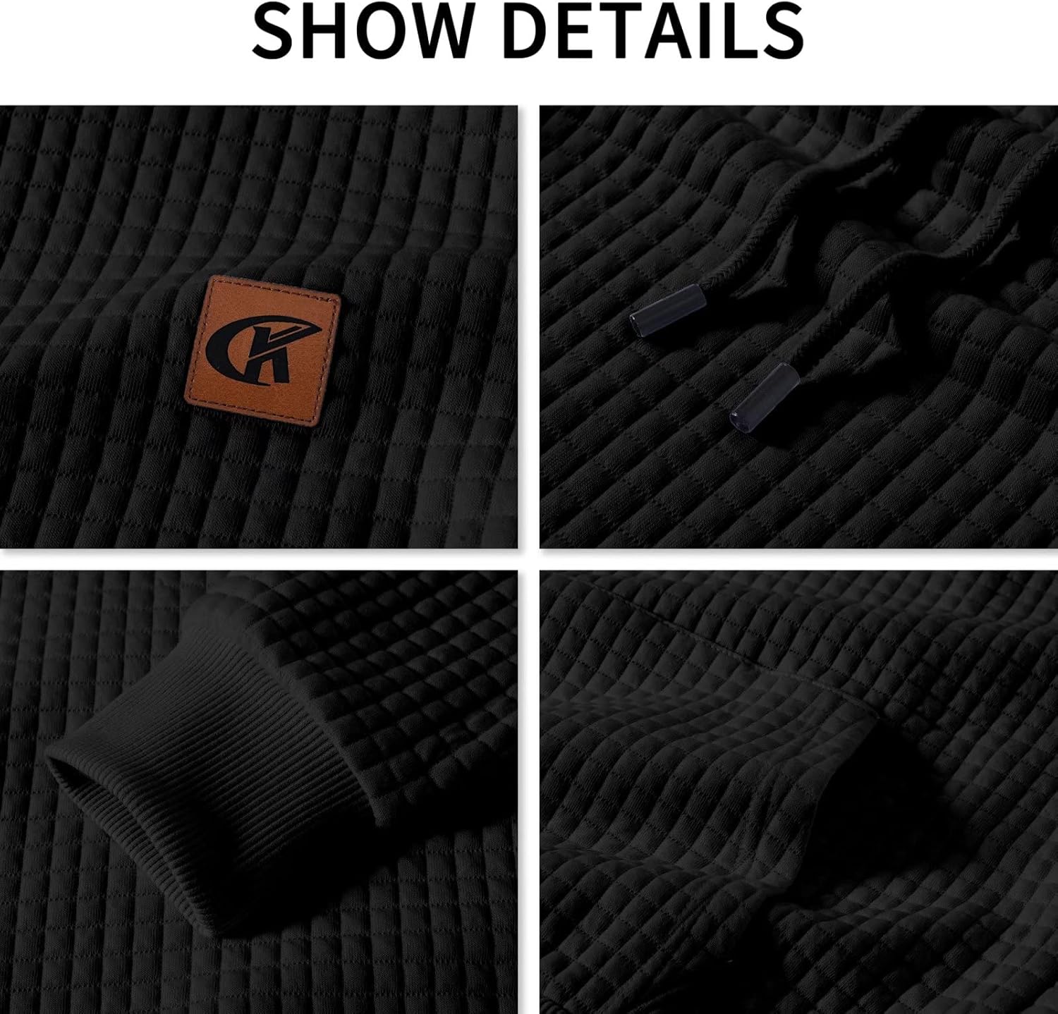 Yundobop Men's Pullover Hoodies Plaid Jacquard Long Sleeve Drawstring Hipster Casual Hooded Sweatshirts with Kanga Pockets - Image 5