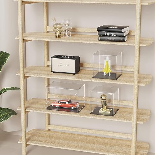 Miniatura 2 de Caja de acrílico con base negra mate, vitrina de acrílico transparente de autoensamblaje, formato vertical con tapa para coleccionables, juguetes y