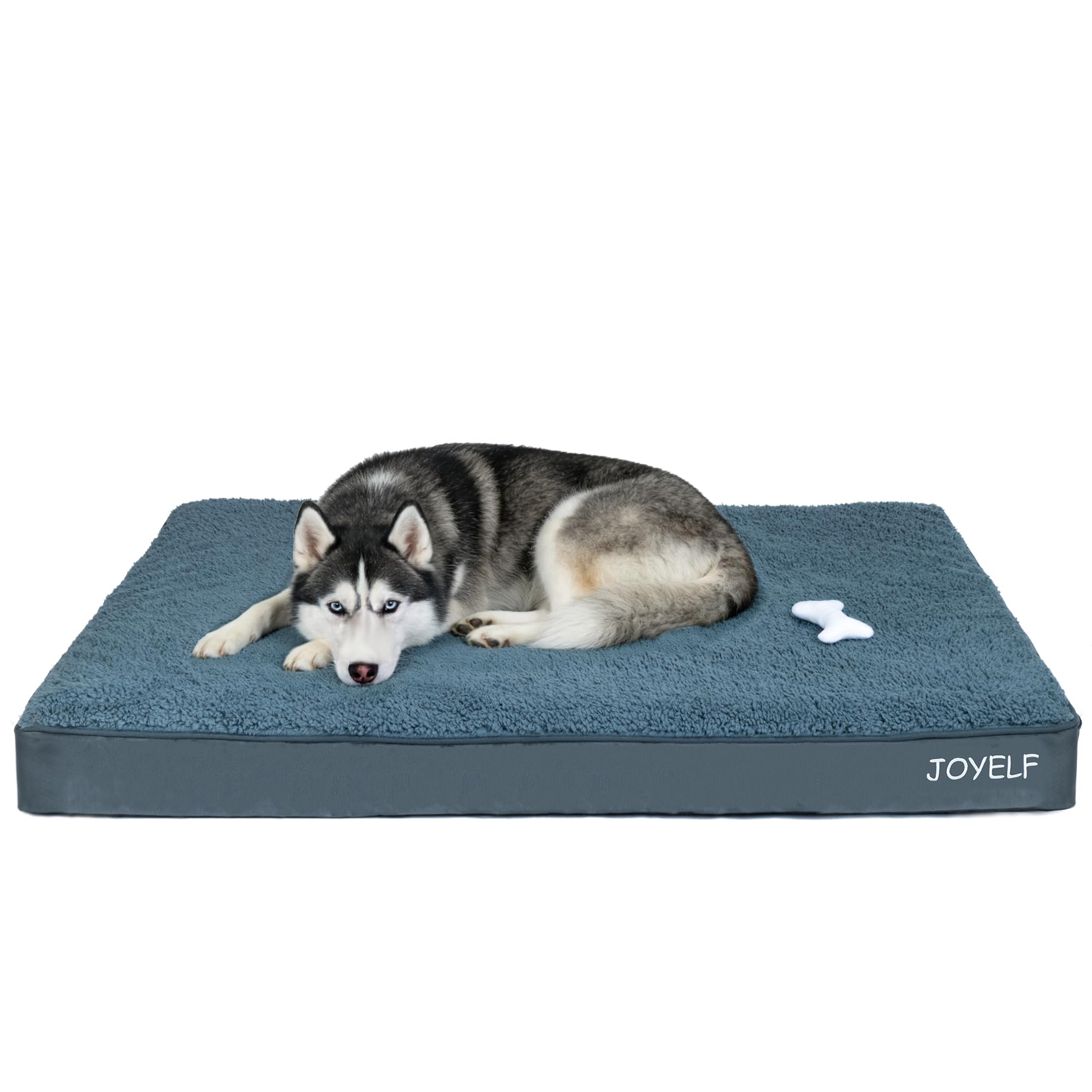 JOYELF XLarge Dog Crate Bed Mats Orthopedic Dog Bed, Egg Crate Foam Dog Mat with Removable Cover, a Squeaker Toy as Gift