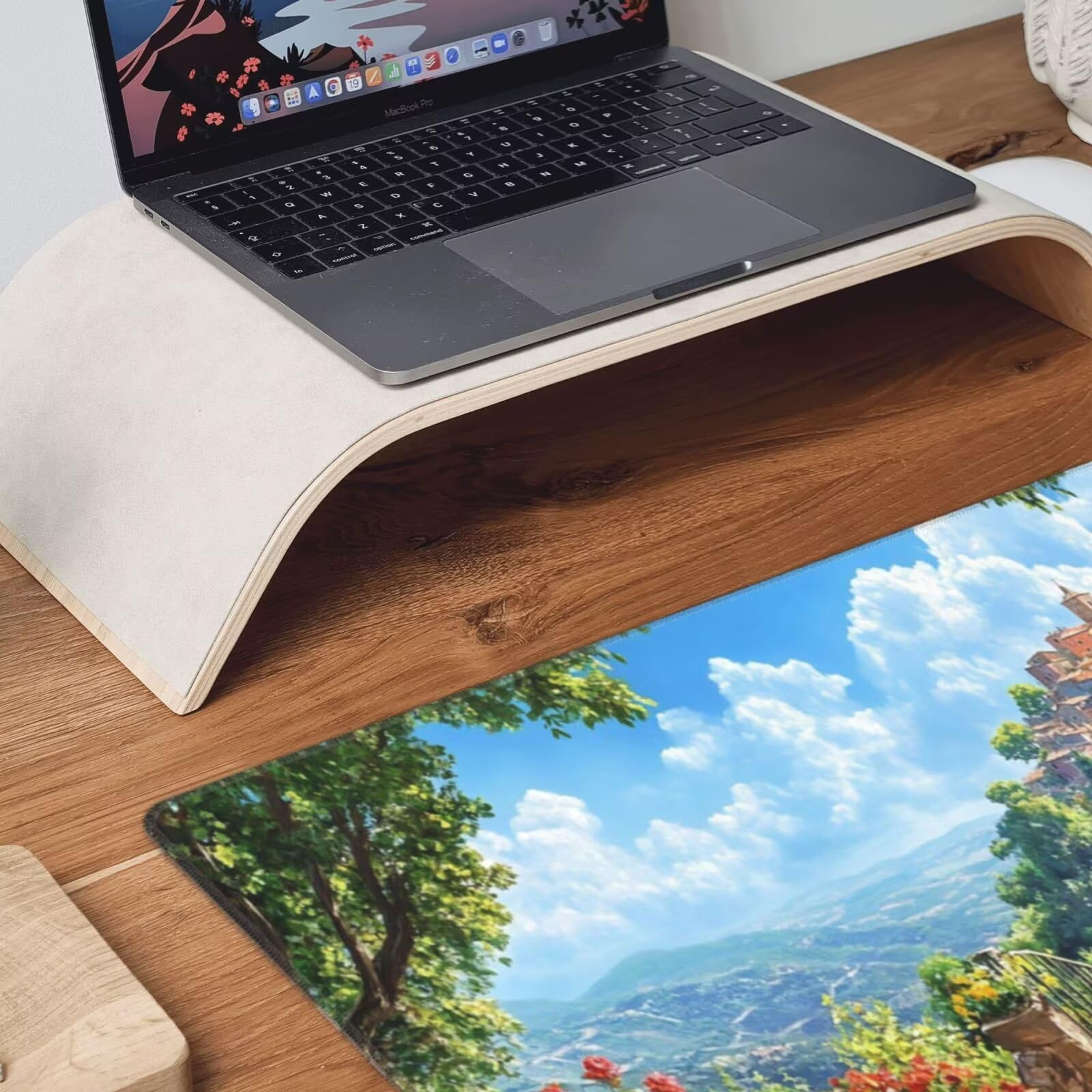 Niebieska podkładka pod mysz XXL krajobraz mata na biurko 1600 x 800 x 3 mm mata biurkowa zmywalna podkładka do gier na laptopa, z antypoślizgową gumową podstawą do gier, PC, pracowników biurowych