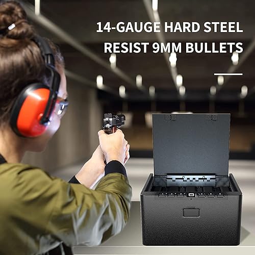 Miniatura 7 de XDeer S006 - Cajas fuertes biométricas para pistolas, 4 pistolas de alta capacidad, caja fuerte para pistola de acceso rápido con huellas dactilares