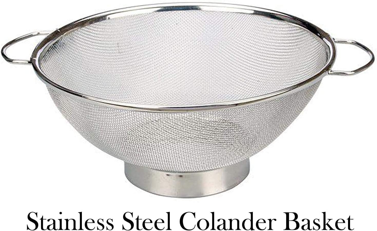 Set of 3 Stainless Steel Colander Professional Strainer with Handles and Self-draining Solid Ring Base (8, 9, 10 inch)