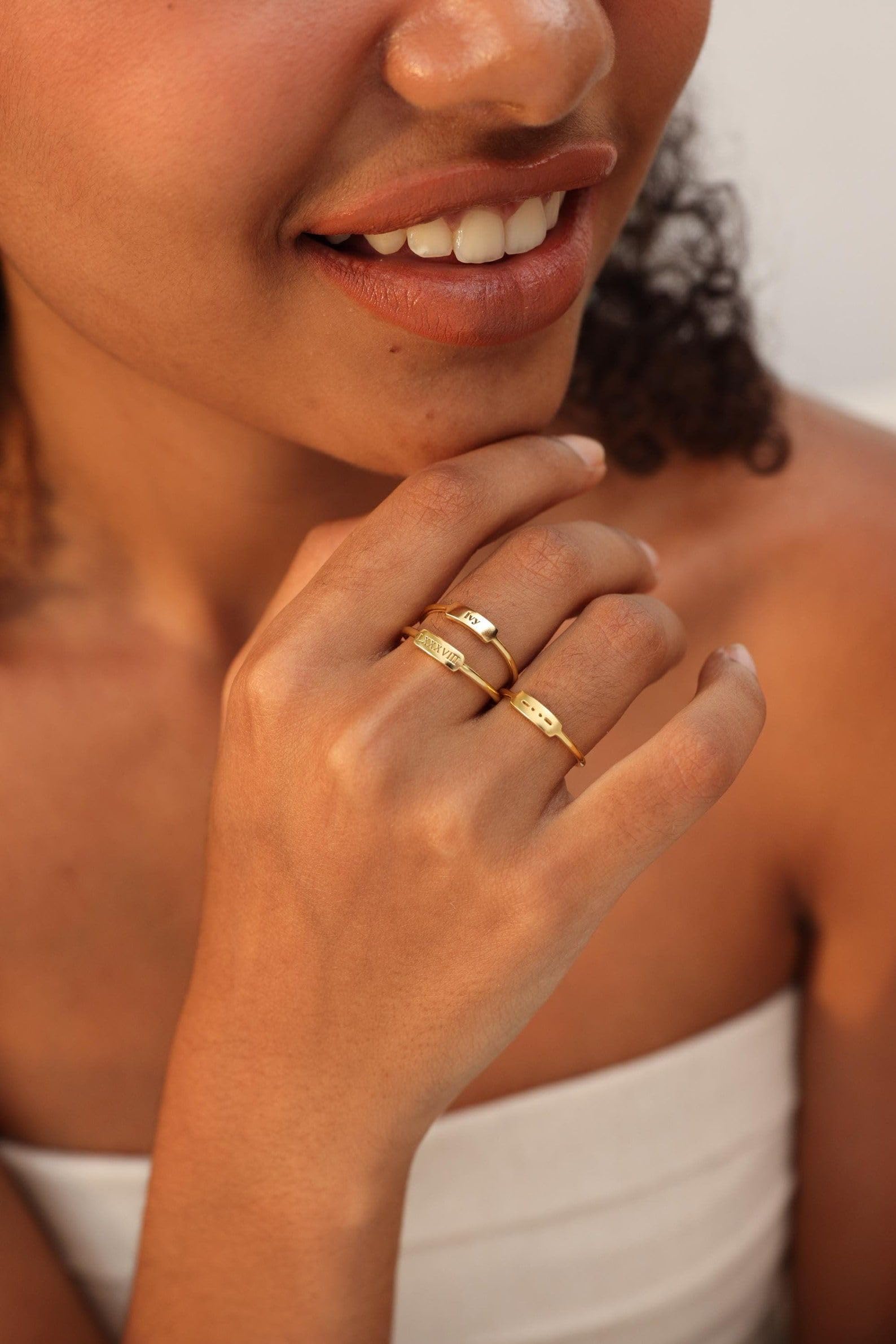 Anillo inicial personalizado plata de ley 925 Código de Morse personalizado Anillo Joyería número romano Grabado Promesa Amistad Nombre Día de la Madre hechos a mano