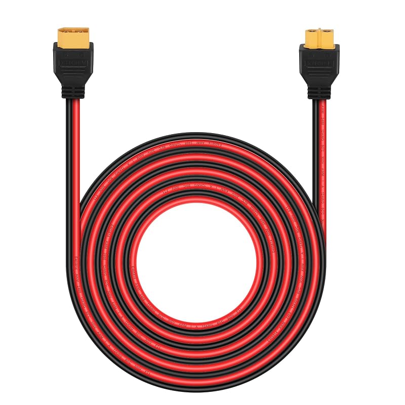 Cabo de extensão XT60 12 AWG para painel solar, bateria RC e estação de energia portátil iGreely, 4,57 m