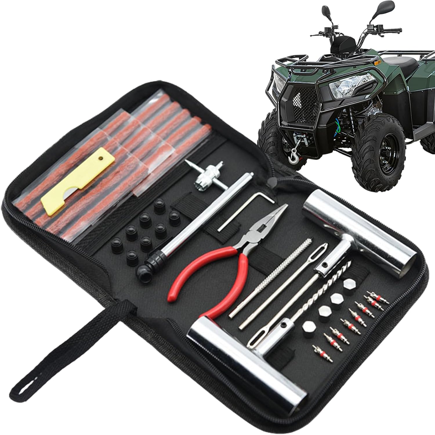 Tire Cap Kit | 46 Pieces Universal Portable Tool Heavy Duty | Repair Set for Bicycle Tires – For Garage Car Truck Motorcycle Trailer Tractor Bicycle