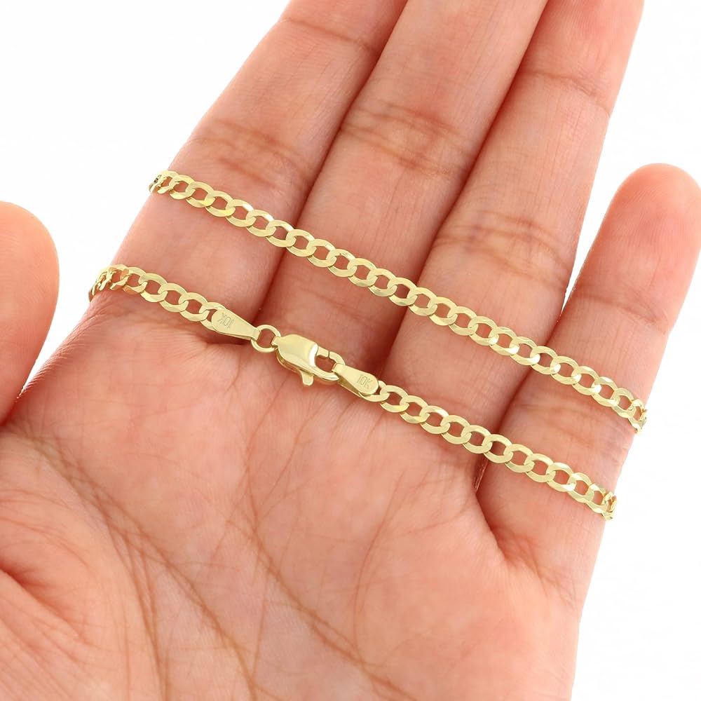 Amazon | Nuragold 10K イエローゴールド 3mm ソリッドキューバカーブ