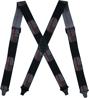 Airport Friendly Suspenders,NO buzz Plastic Clip 1.5 inch Fully Elastic Braces with Leather Patch