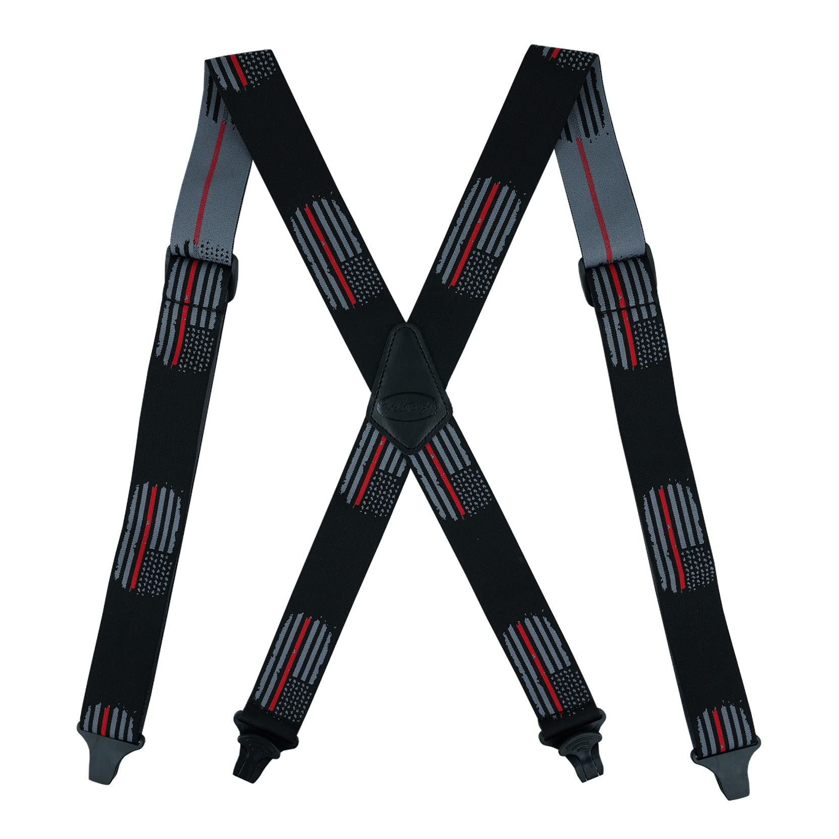 MELOTOUGHAirport Friendly Suspenders,NO buzz Plastic Clip 1.5 inch Fully Elastic Braces with Leather Patch