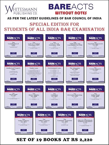AIBE Bare Acts Combo without Notes- All India Bar Examination Books without Notes as per Bar Council of India Guidelines set of 19 Bare Acts