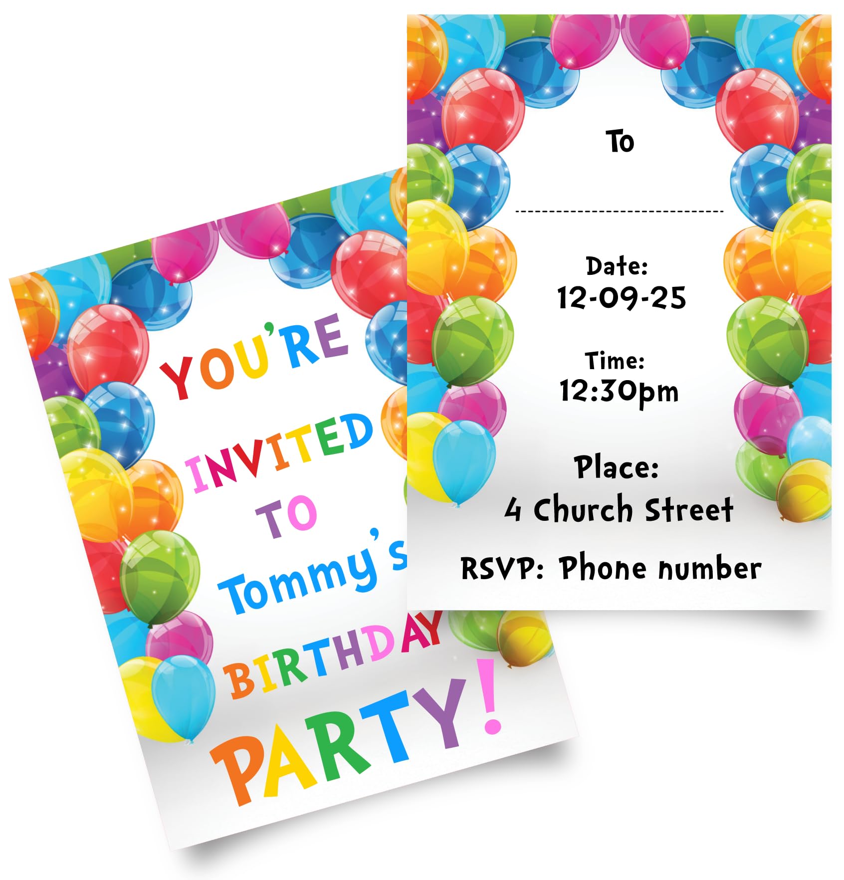 Hippowarehouse Party Invitation Personalised custom Rainbow invites boys girls kids Birthday Childrens Party Invitations Card A6 300gsm Cardstock 12 Invite with Envelope