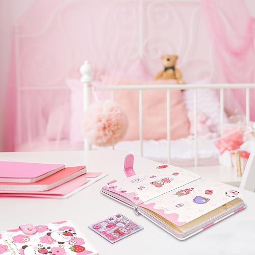 Miniatura 7 de Smart tree Diario rosa para mujer  Lindos cuadernos, planificador de viaje, diario de oso ángel para niñas, bloc de notas Kawaii para hacer lista,