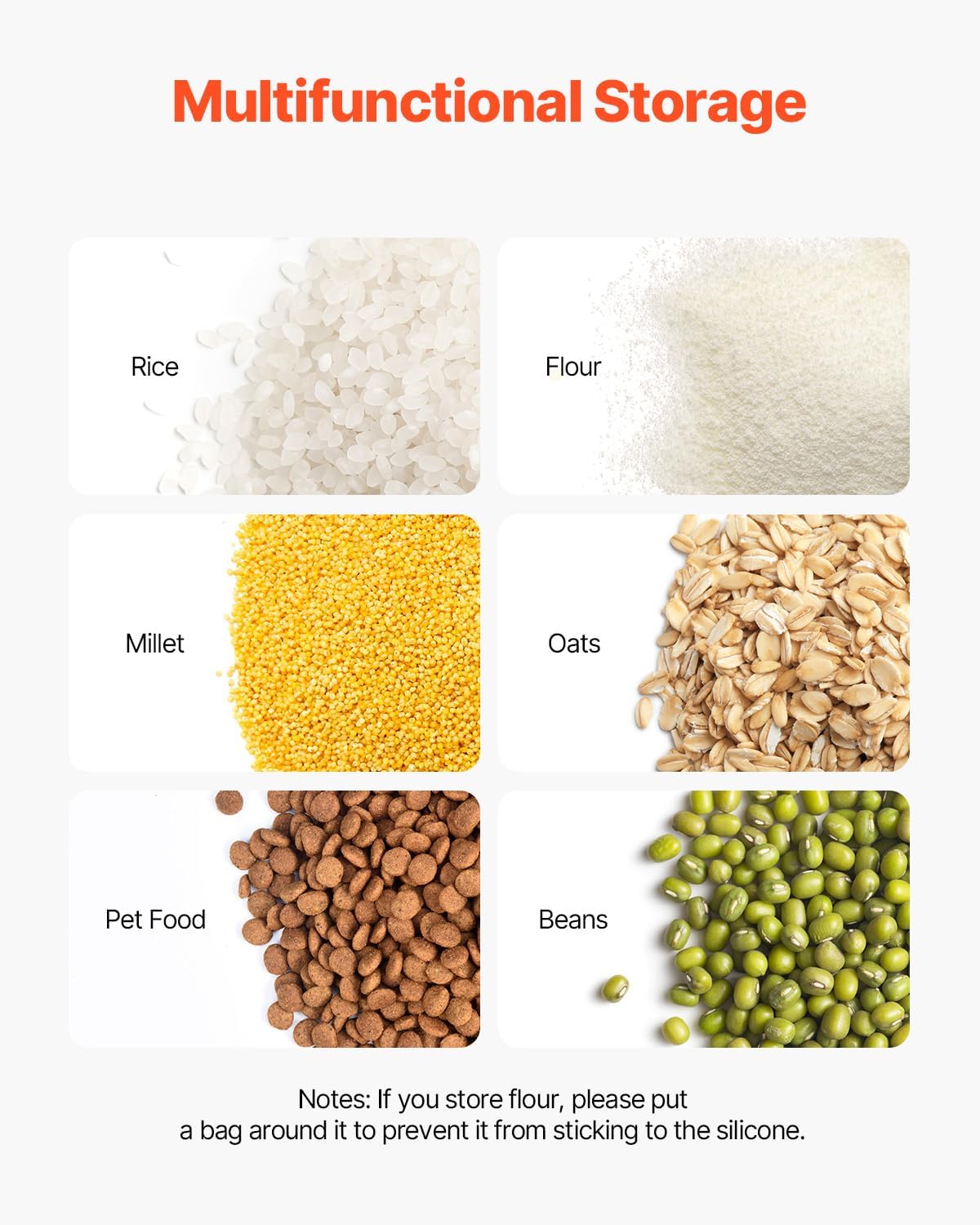 Mophorn 27 Gallon Food Storage Containers 500 Cup Ingredient Bin with Scoop and Sliding Lid Commercial Food Container Ideal for Rice storage, Dog Food Container, Flour and Sugar Containers, White