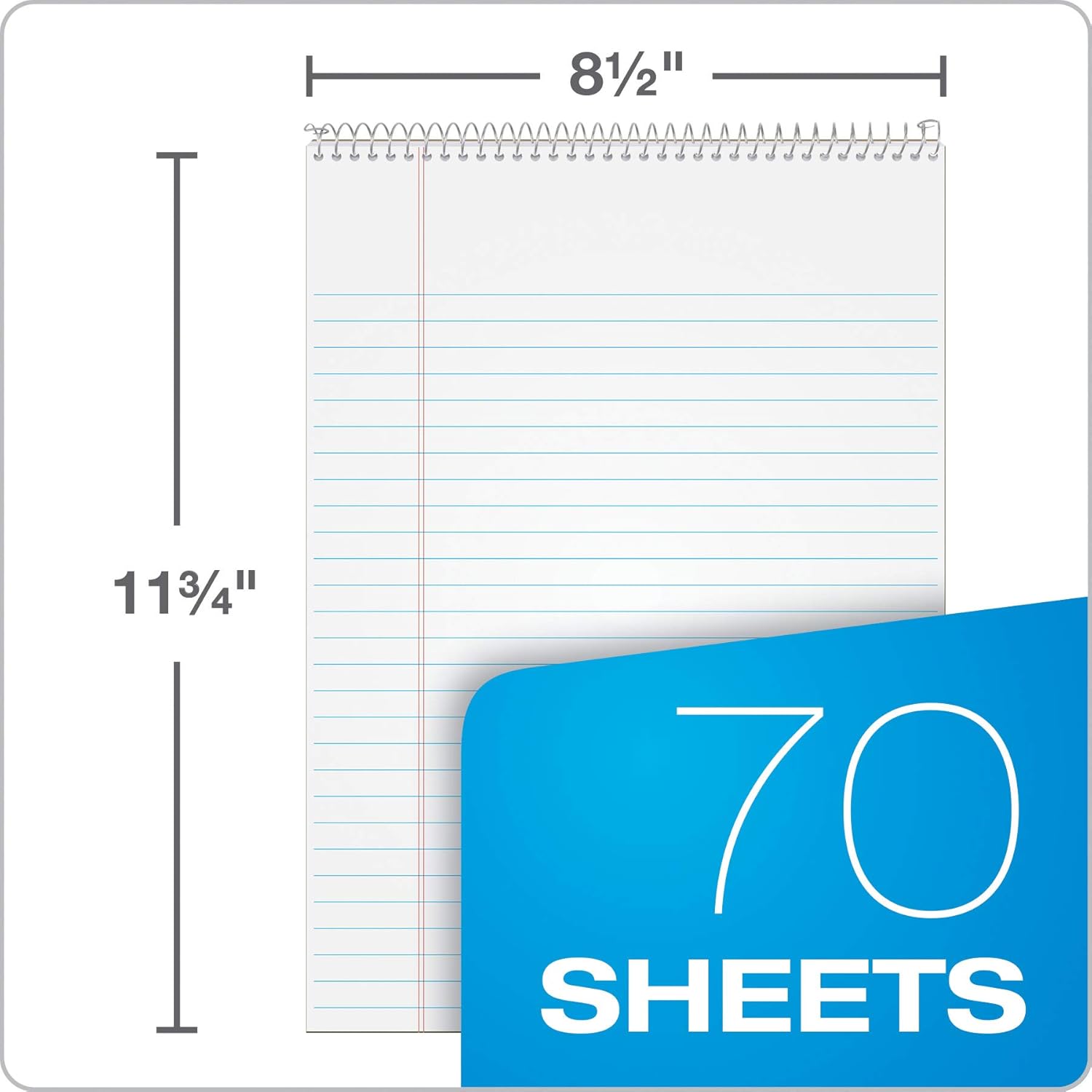 TOPS Docket Writing Tablet, Top Wirebound, 8-1/2 x 11-3/4 Inches, White, Legal/Wide Rule, 70 Sheets per Pad, 3 Pads per Pack (63633)