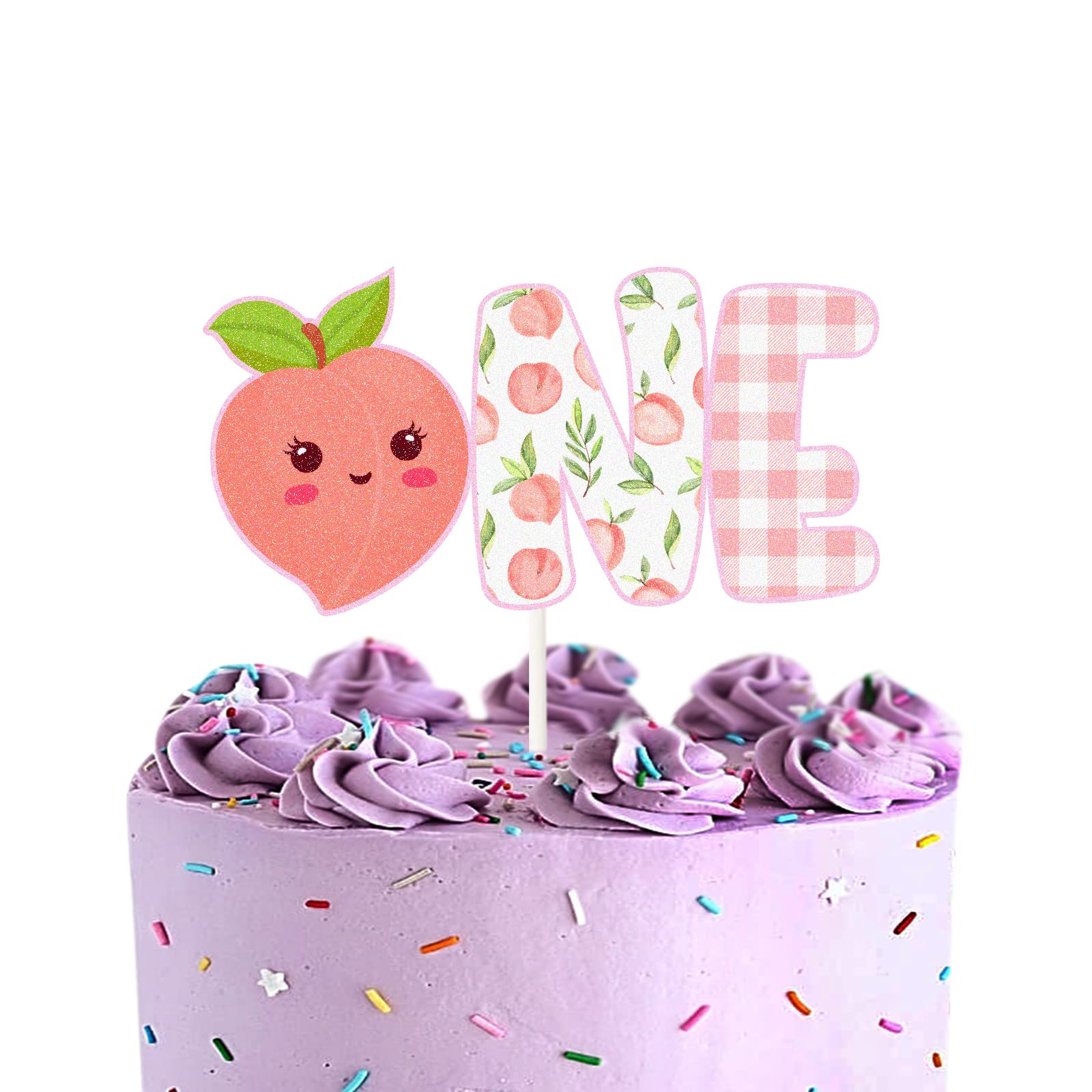 LECAKTOSweet Peach One Birthday Cake Topper,Little Peach One Year Old Cake Decor - a Little Peach on the Way Cake Decor - Baby Shower Party Cake Picks - Peach 1st Birthday Party Decorations