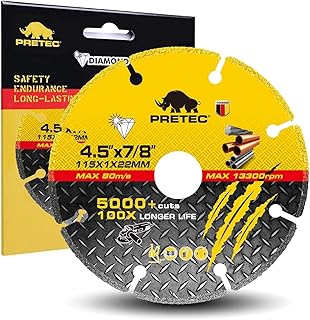 4-1/2 Inch Cut Off Wheel with 7/8" Arbor, Carbide Diamond Cutting Wheel for Angle Grinder, Metal Cutting Disc with 5000+ Cuts on Rebar, Steel, Iron & INOX–1 Pack