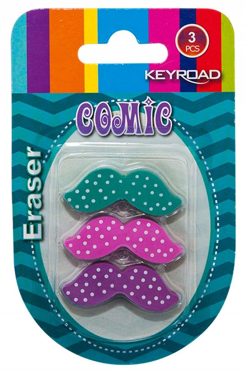 Keyroad Gomme da Cancellare Sintetiche 3 Pezzi Forma Ondulata Mix Colori