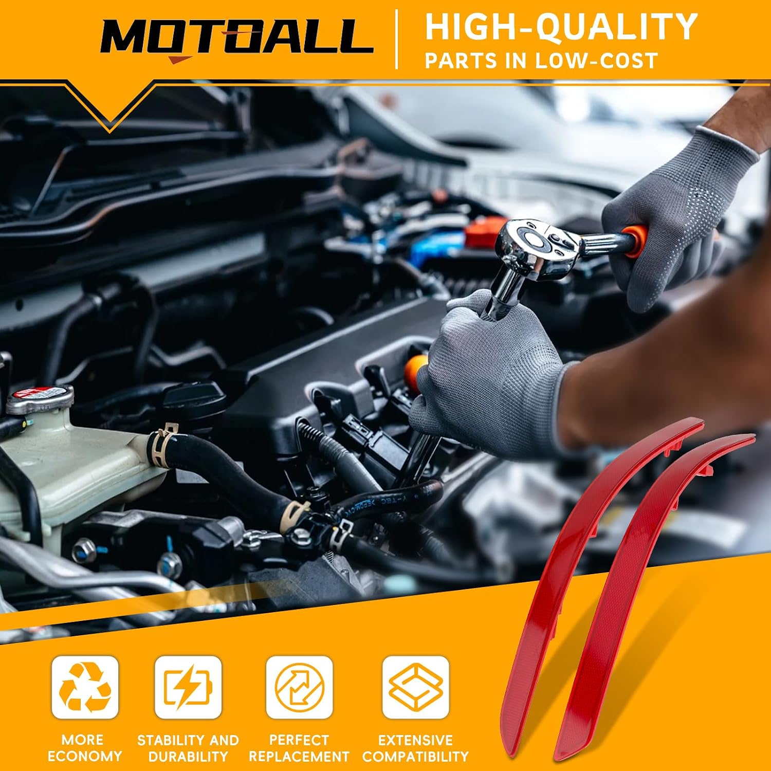 MOTOALL Bumper Reflector Left & Right Fit for Kia Optima 2014-2015 Replaces 92405-2T500 92406-2T500